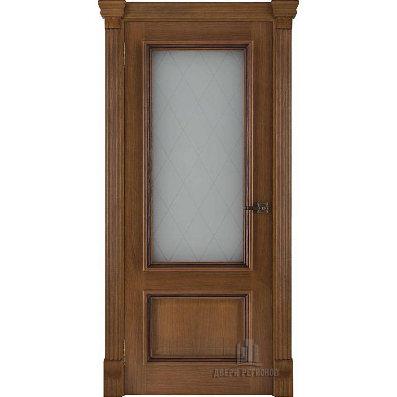 Regidoors - Дверь межкомнатная Корсика Квадро (широкий фигурный багет) дуб patina antico остекленная