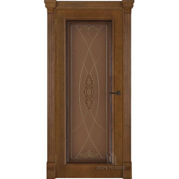Дверь межкомнатная Тоскана витраж Мираж (широкий фигурный багет) дуб patina antico остекленная