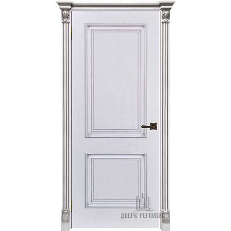 Regidoors - Дверь межкомнатная Багет 32 Патина серебро эмаль белая глухая