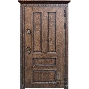 Дверь входная уличная Голиаф, цвет лиственница мореная, панель - премьера цвет белая патина