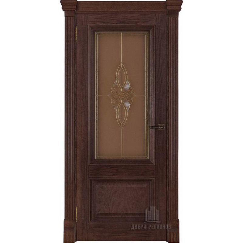 Regidoors - Дверь межкомнатная Корсика витраж Кармен (широкий фигурный багет) дуб brandy остекленная