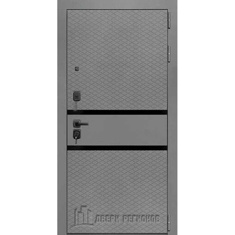 Двери регионов - Дверь входная Президент Тренд Титан, цвет силк титан + черный пластик, панель - aurum цвет дуб натуральный гладкий