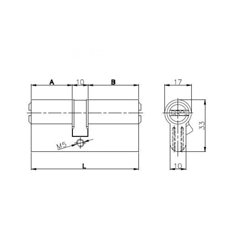 KALEKILIT - Цилиндровый механизм Kale kilit (Кале килит) с вертушкой 164 OBS SCE/90 (40+10+40) mm никель 5 кл.