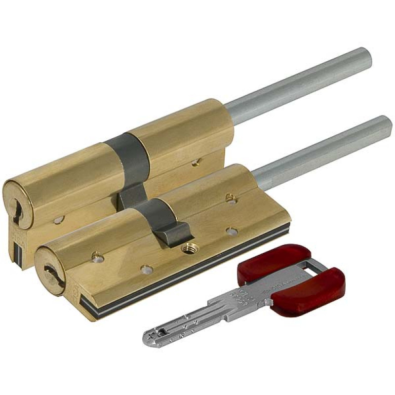 CISA - Цилиндровый механизм Cisa (Чиза) под вертушку (дл. шток) RS3 ОL3S7-07.66 (60 мм/25+10+25), ЛАТУНЬ