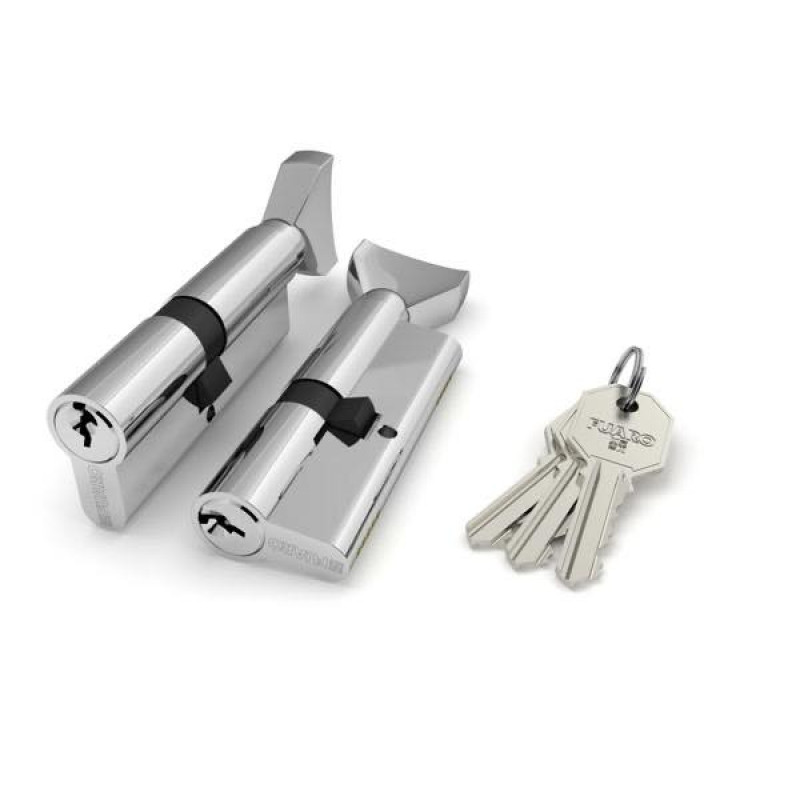 FUARO - Цилиндровый Fuaro (Фуаро) механизм (100 CM/80) 1000CMKnob80(35+10+35) CP хром 3Key с вертушкой