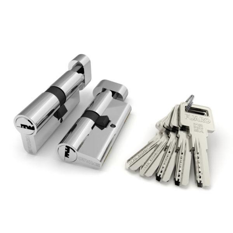 FUARO - Цилиндровый Fuaro (Фуаро) механизм (R602/70) R6002Knob70(30+10+30) CP хром 5Key с вертушкой
