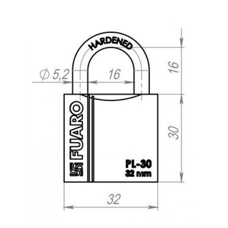 FUARO - Замок Fuaro (Фуаро) навесной PL-PROTEC-3032 3key (PL-3032) англ. /блистер