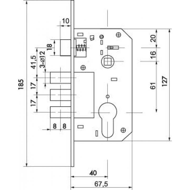 FUARO - Замок цилиндровый Fuaro (Фуаро) с в комплекте с ручкой LOCKSET.1511W/B (SET F1511W/B) AB бронза