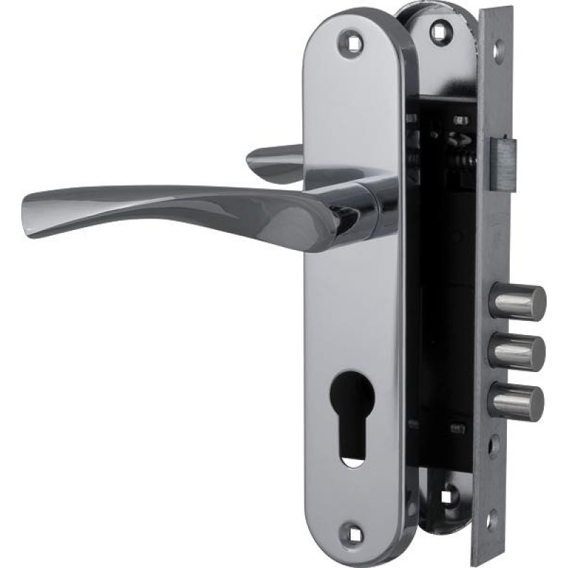 FUARO - Замок цилиндровый Fuaro (Фуаро) с в комплекте с ручкой LOCKSET.1511W/B (SET F1511W/B) CP хром
