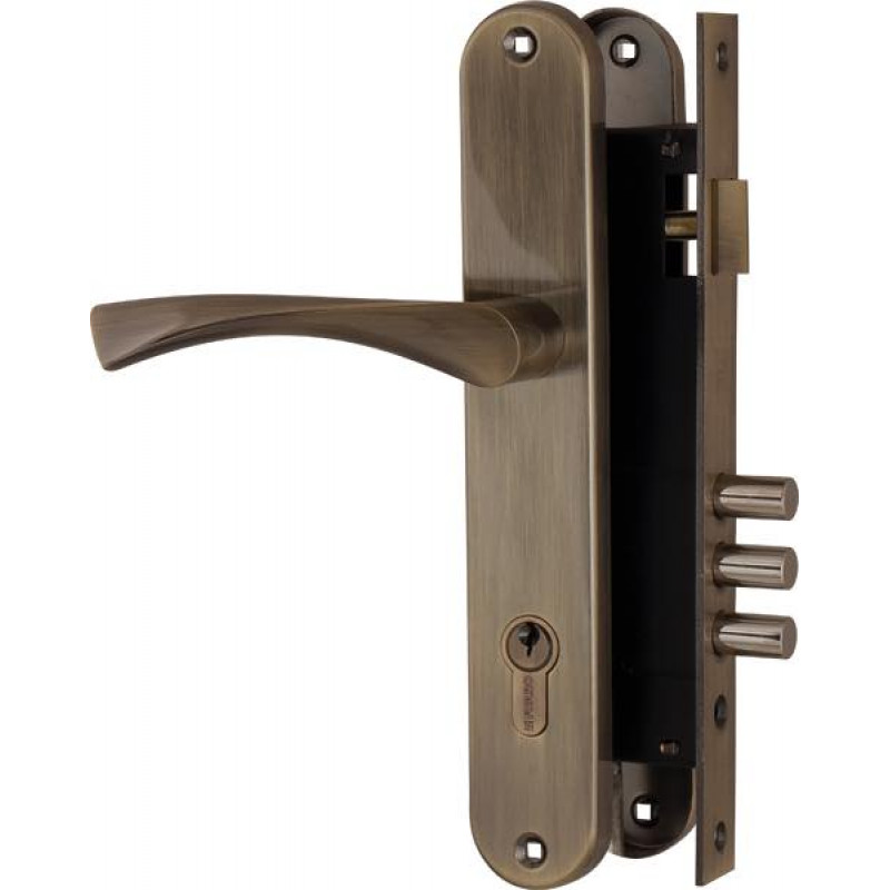 FUARO - Замок цилиндровый Fuaro (Фуаро) с в комплекте с ручкой LOCKSET.9011 (SET F9011) AB бронза