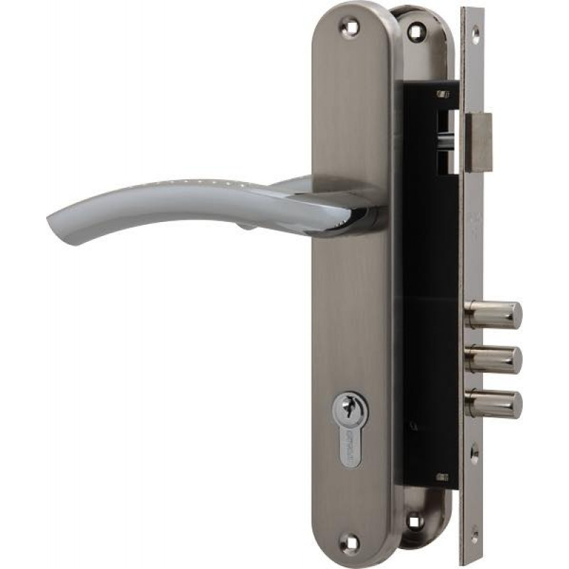 FUARO - Замок цилиндровый Fuaro (Фуаро) с в комплекте с ручкой LOCKSET.9013 (SET F9011) SN/CP мат.никель