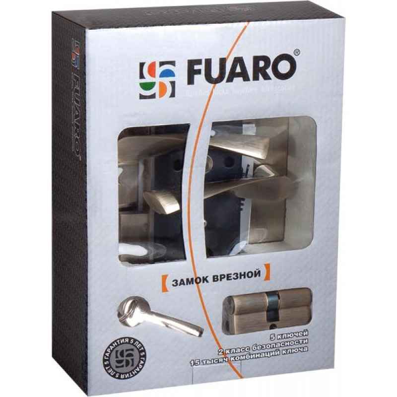 FUARO - Замок цилиндровый Fuaro (Фуаро) с в комплекте с ручкой LOCKSET.9013 (SET F9011) SN/CP мат.никель