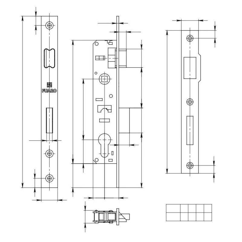 FUARO - Корпус Fuaro (Фуаро) узкопрофильного замка с защелкой PROF153-25/85 (153-25/85) CP хром