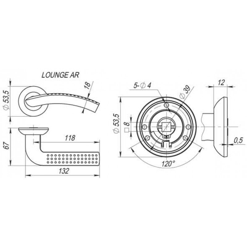 FUARO - Ручка Fuaro (Фуаро) раздельная R.AR54.LOUNGE (LOUNGE AR) 130mm матовый никель/хром