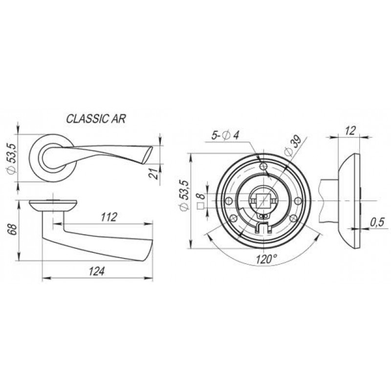 FUARO - Ручка Fuaro (Фуаро) раздельная CLASSIC AR AB/GP-7 бронза/золото, квадрат 8x140 мм