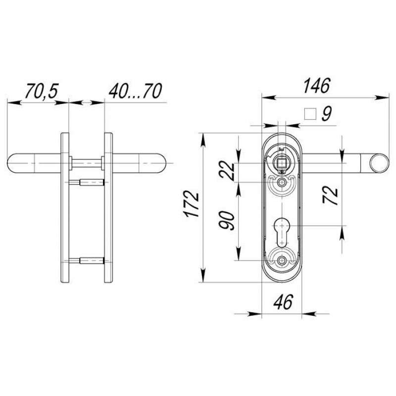 FUARO - Ручка Fuaro (Фуаро) дверная FP.DH172.0433 NE (DH-0433 NE) (9x140) с пружиной BL-24 черный