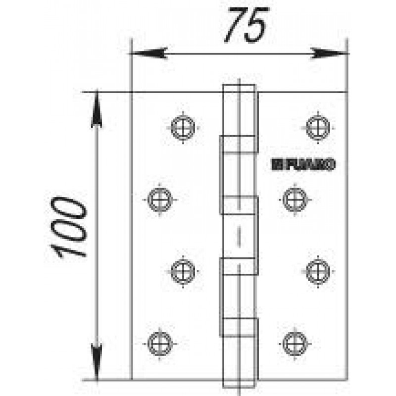 FUARO - Петля Fuaro (Фуаро) универсальная IN4400U WAB (4BB 100x75x2,5) мат. бронза