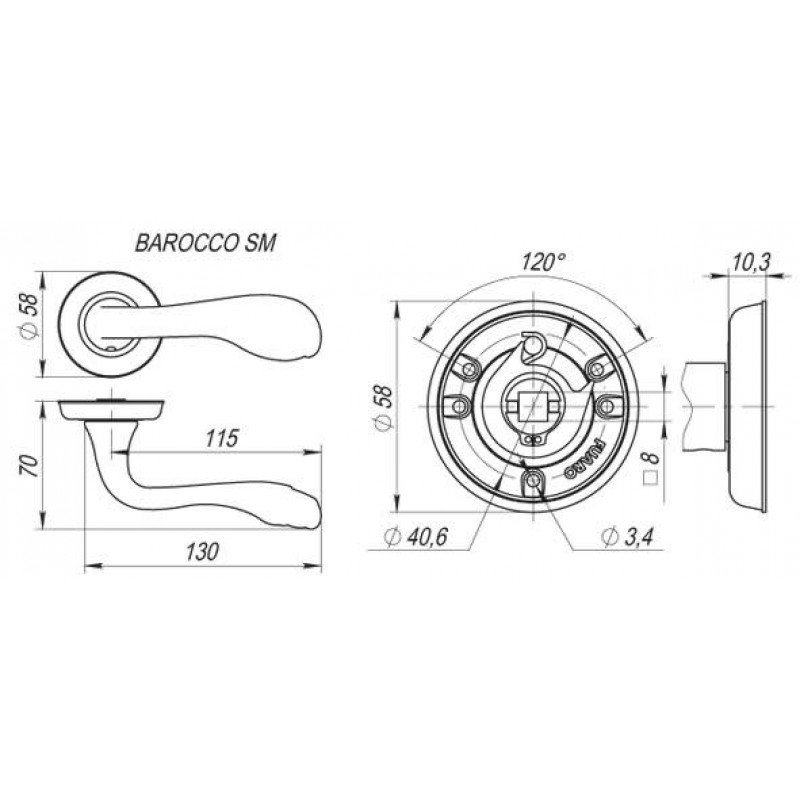 FUARO - Ручка Fuaro (Фуаро) раздельная R.SM58.BAROCCO (BAROCCO SM) GOLD-24 золото 24К