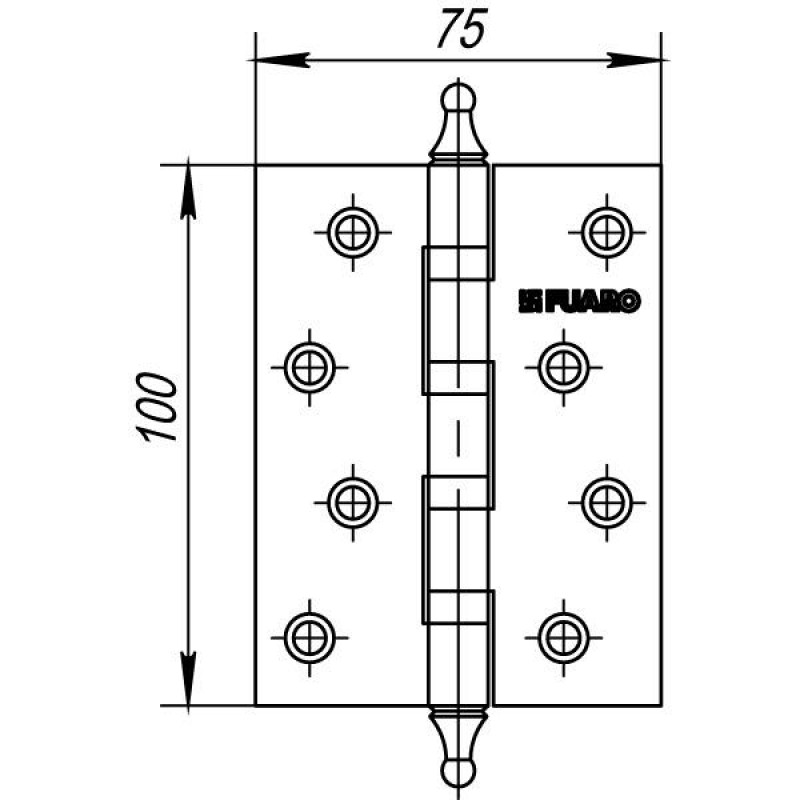 FUARO - Петля Fuaro (Фуаро) универсальная IN4400UA-BL CP (4BB/A/BL 100x75x2,5) хром БЛИСТЕР