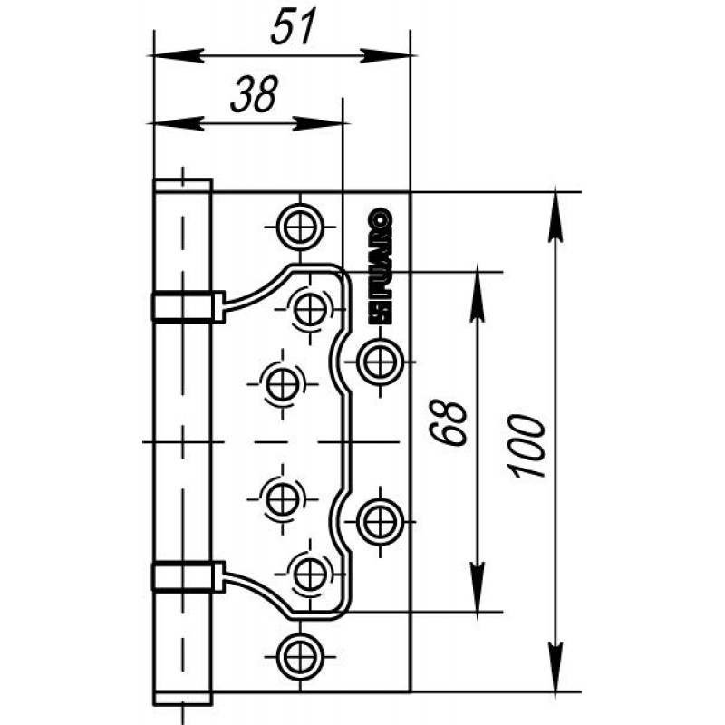 FUARO - Петля Fuaro (Фуаро) универсальная без врезки IN4500W-BL AB (500-2BB/BL 100x2,5) бронза БЛИСТЕР