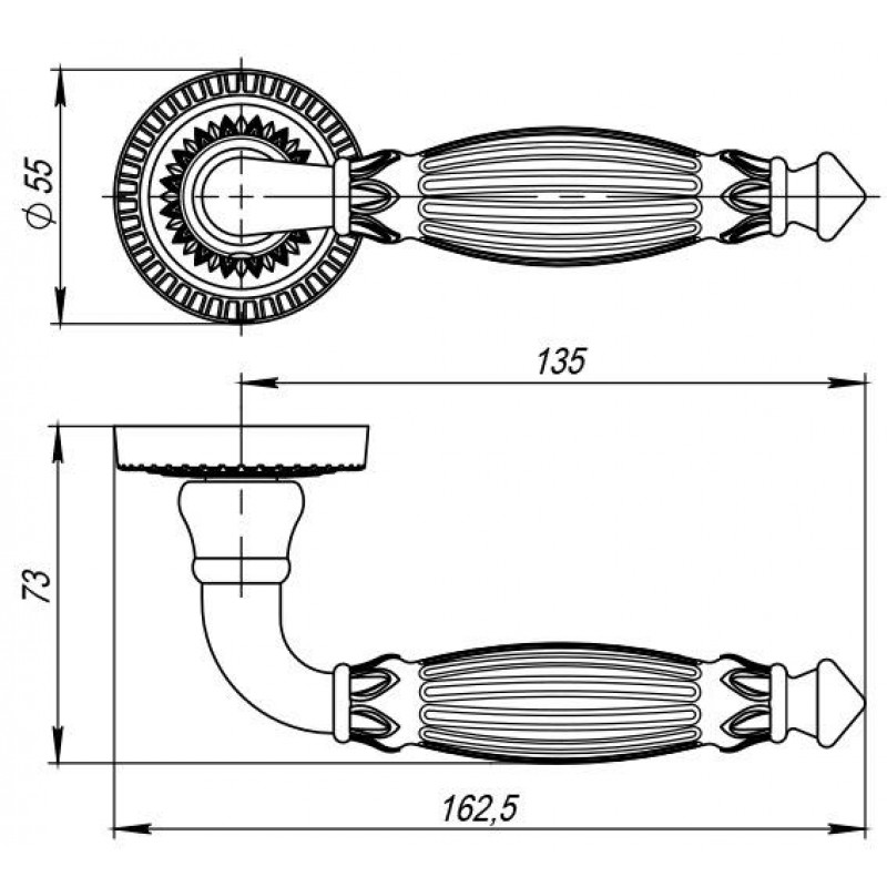 ARMADILLO - Ручка Armadillo (Армадилло) раздельная R.CL55.Bella (Bella CL2) ABL-18 темная медь