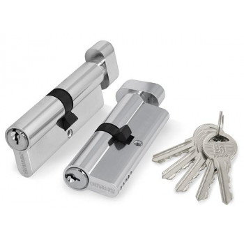 Цилиндровый Fuaro (Фуаро) механизм (100 ZM/80) 1000ZMKnob80(40+10+30) CP хром 5Key с вертушкой