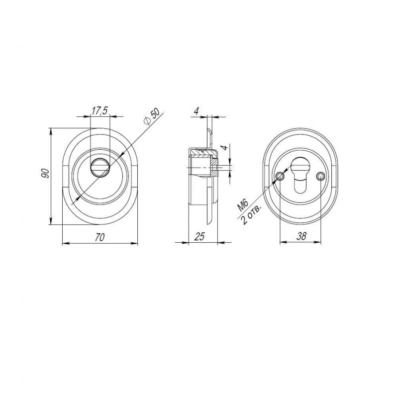 FUARO - Броненакладка Fuaro (Фуаро) DEF.CRE/OV-set.9726 (DEF 9726) M6x90 врезная с чашкой CP-8 хром