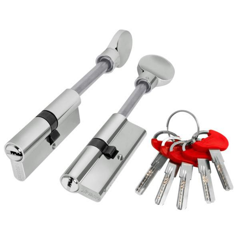 FUARO - Цилиндровый Fuaro (Фуаро) механизм (D-PRO507/100) D-PRO5007Tang100(65+10+25) CP хром 5Key со штоком