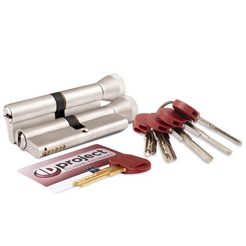MOTTURA - Цилиндровый механизм Mottura (Моттура) с вертушкой DPC1F3131 S3 (62 мм/26+10+26) САТИН.НИКЕЛЬ, 5+1 кл.