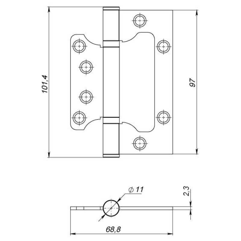 AJAX - Петля Ajax (Аякс) универсальная без врезки IN4000W SN (100/P-2B 100x2,3) мат.никель
