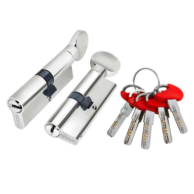 FUARO - Цилиндровый Fuaro (Фуаро) механизм (D-PRO502-8/100) D-PRO5002-8Knob100(45+10+45) CP хром 5+1Key с верт. перекод.