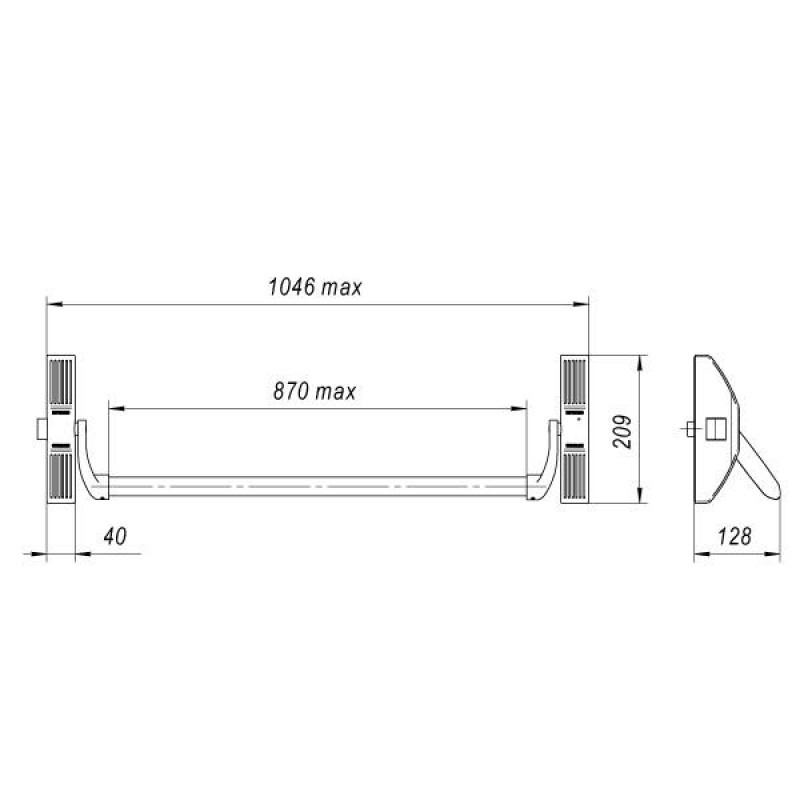FUARO - Ручка-штанга Fuaro (Фуаро) нажимная AP.1700B push-bar (ANTI-PANIC 1700В) накладной для одно/двуствор. дверей