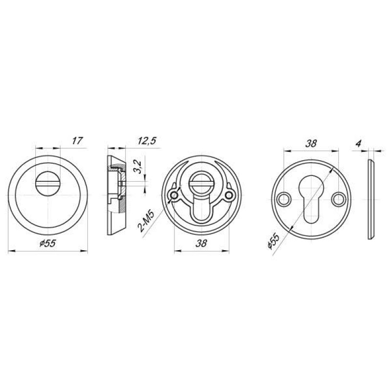 PUNTO - Накладка Punto (Пунто) DEF.SH-al/R-EXT.5513 (A5513) тех упаковка, винт M5x90 AB бронза