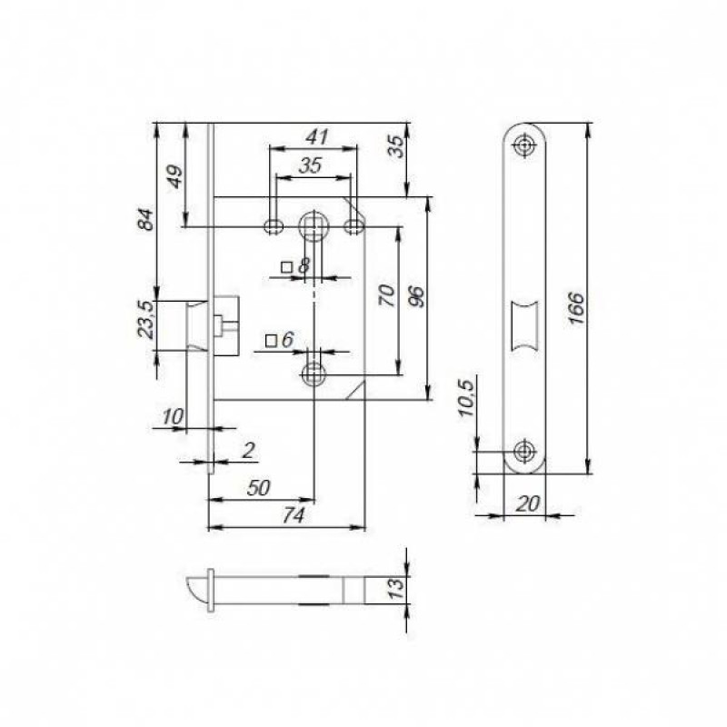 PUNTO - Защелка Punto (Пунто) PLASTPL72-R20 (PL72-R20) (врезная) SN мат. никель упаковка