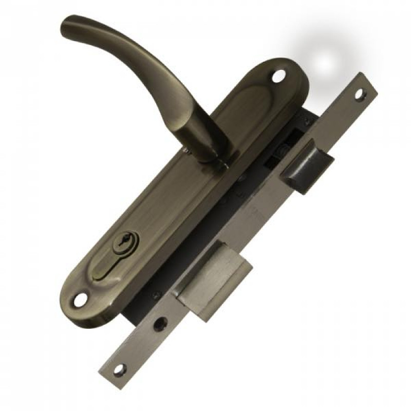 PUNTO - Замок Punto (Пунто) цилиндровый в комплекте с ручкой LOCKSET16.CRONA.4070-1 (KIT P16 4070 CRONA) AB бронза