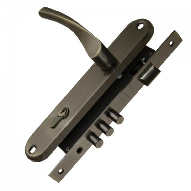 PUNTO - Замок Punto (Пунто) цилиндровый в комплекте с ручкой LOCKSET90.CRONA.4585-3 (KIT P90 4585/3 CRONA) AB бронза