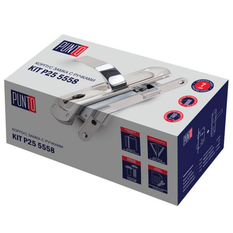 PUNTO - Замок Punto (Пунто) цилиндровый в комплекте с ручкой LOCKSET25.ORION.5558-1 (KIT P25 5558 ORION) AB бронза