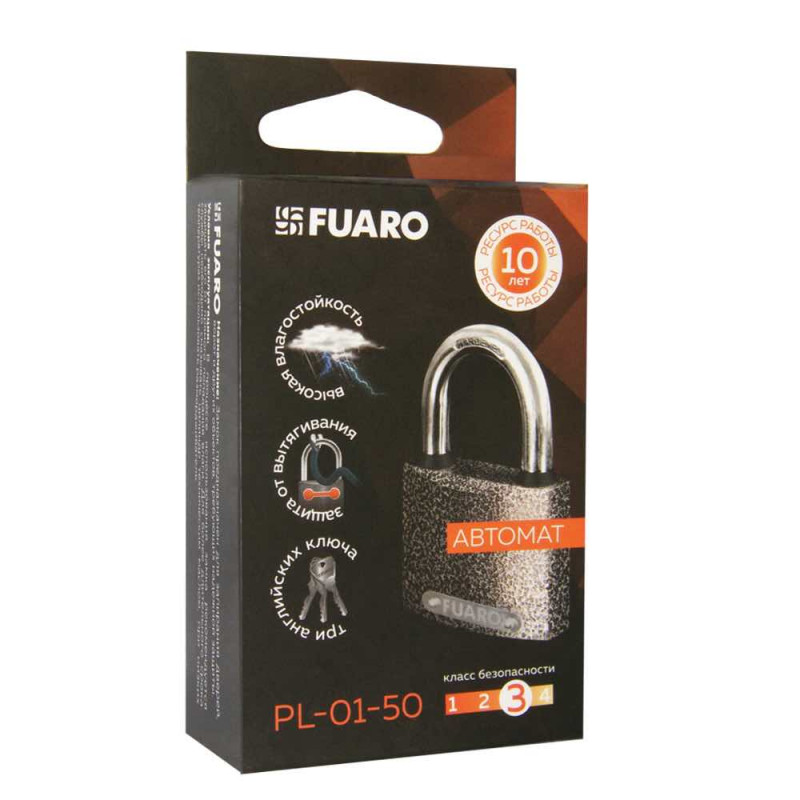 FUARO - Замок Fuaro (Фуаро) навесной PL-UNI-0163 (PL-01-63) 3key англ. /коробка
