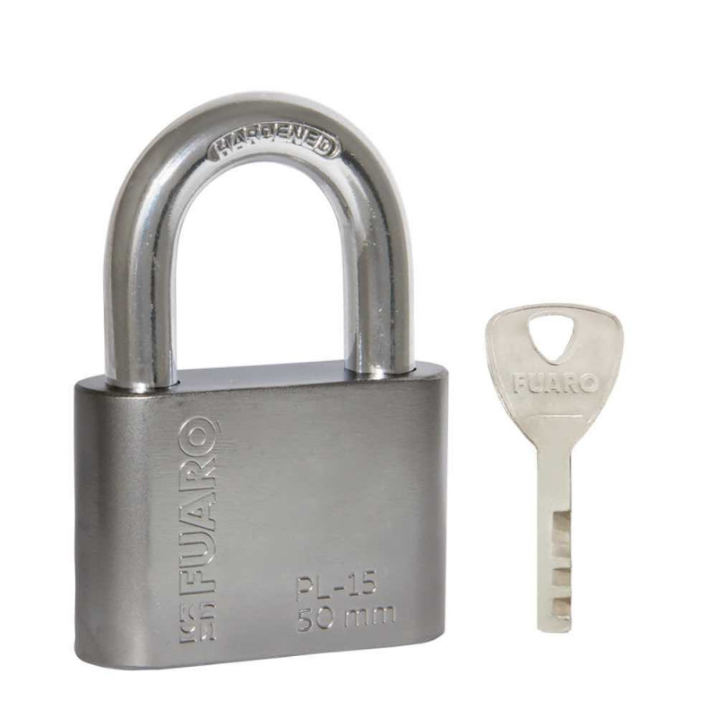 FUARO - Замок Fuaro (Фуаро) навесной PL-WEATHER-1550 Nickel 4 fin key ( PL-15-50) диск. /блистер