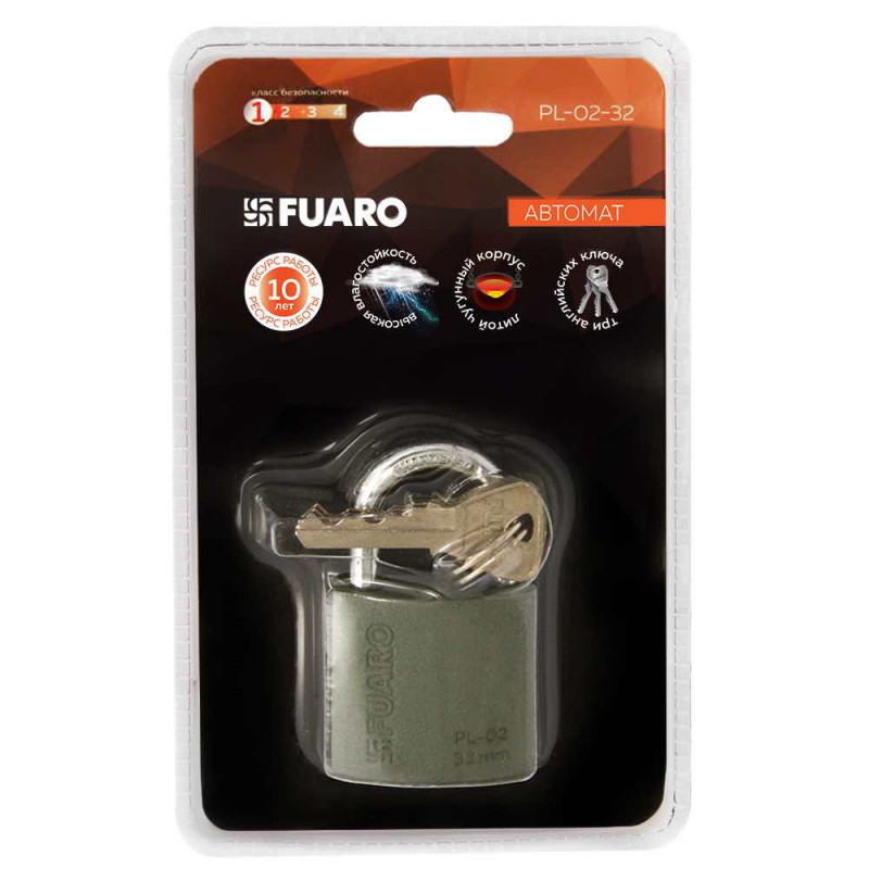 FUARO - Замок Fuaro (Фуаро) навесной PL-PROTEC-0232 3key (PL-02-32) англ. /блистер