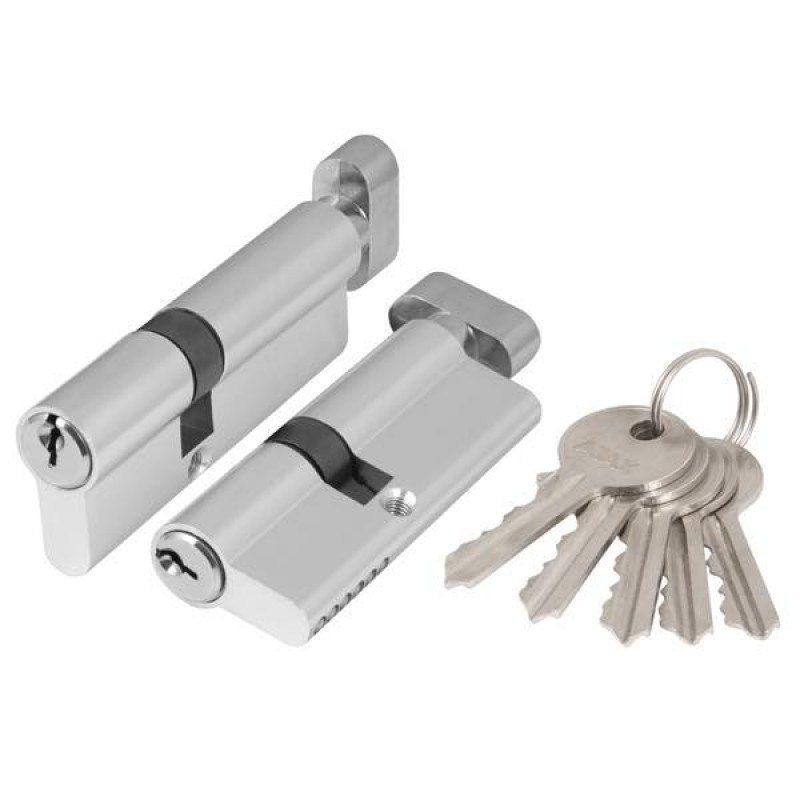 AJAX - Цилиндровый Ajax (Аякс) механизм (AX102/70) AX1002Knob70 (35+10+25) CP хром с вертушкой