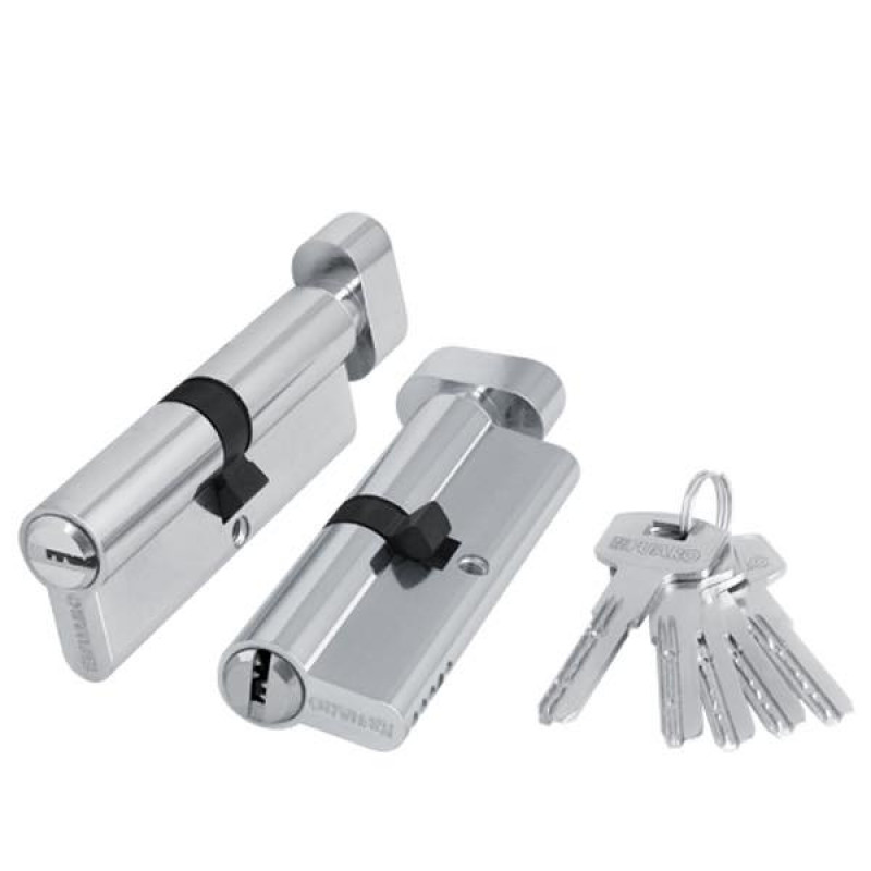 FUARO - Цилиндровый Fuaro (Фуаро) механизм (200 ZM/90) 2000ZMKnob90(35+10+45) CP хром 5Key с вертушкой