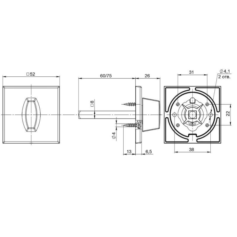 FUARO - Ручка Fuaro (Фуаро) поворотная BKW8x75.K.RL52 (BKW8x75 RL) SSC-16 сатин. хром