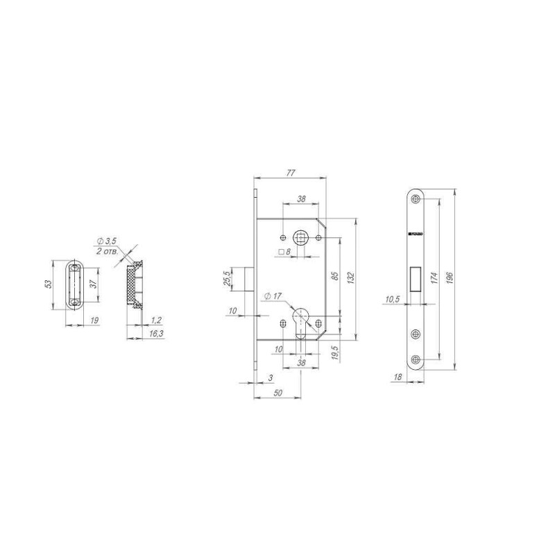 FUARO - Корпус Fuaro (Фуаро) врезного замка MAGNM85C-50 (M85C-50) BL черный