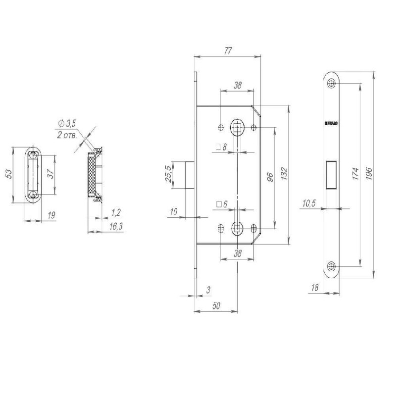 FUARO - Защелка Fuaro (Фуаро) врезная MAGNM96WC-50 (M96WC-50) BL черный