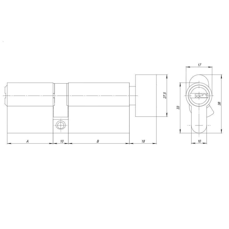 AJAX - Цилиндровый Ajax (Аякс) механизм (AZ202/80) AZ2002Knob80 (30+10+40) CP хром