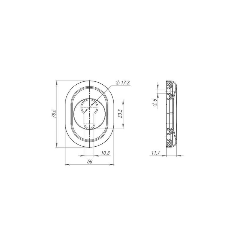FUARO - Накладка Fuaro (Фуаро) на цилиндр ESC.C.CRE-eco/OV.12 (ESC-12C eco) СР хром (2шт. в уп.,отгр. по 1 шт.)