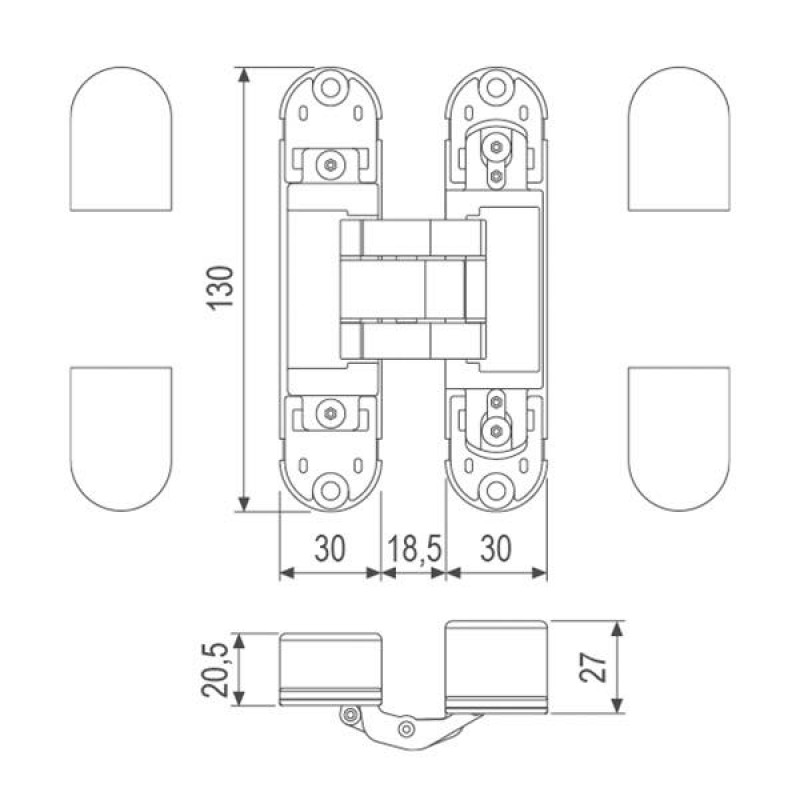AGB - E30200.92.93 (черный) петля AGB (АГБ) ECLIPSE 2.1 (4 накладки в комплекте), 60 кг.