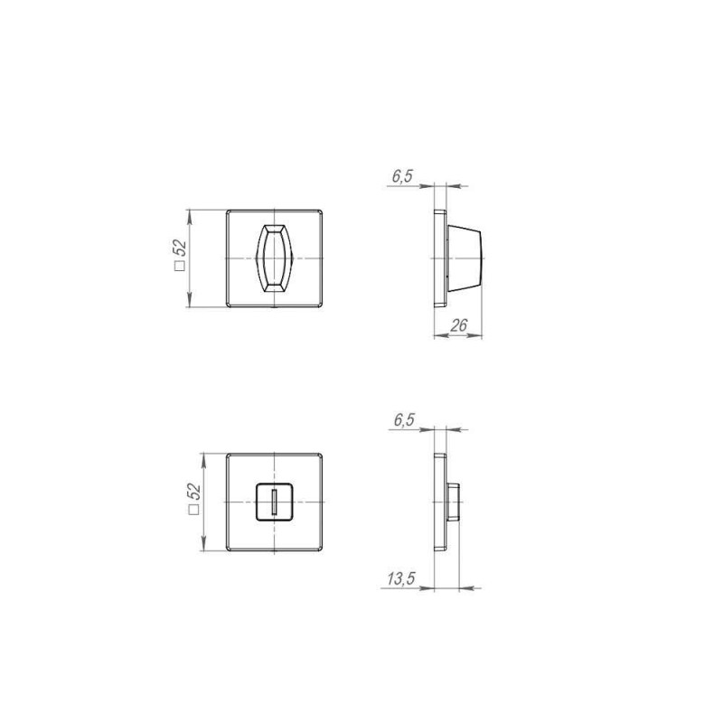 FUARO - Ручка Fuaro (Фуаро) поворотная BK6.K.SL52 (BK6 SL) SSC-16 сатинированный хром