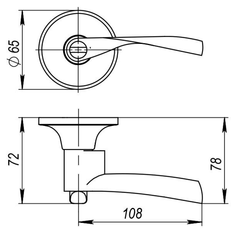 AJAX - Ручка Ajax (Аякс) защелка DK610 AB-BK (6010 AB-B) (фик.) бронза